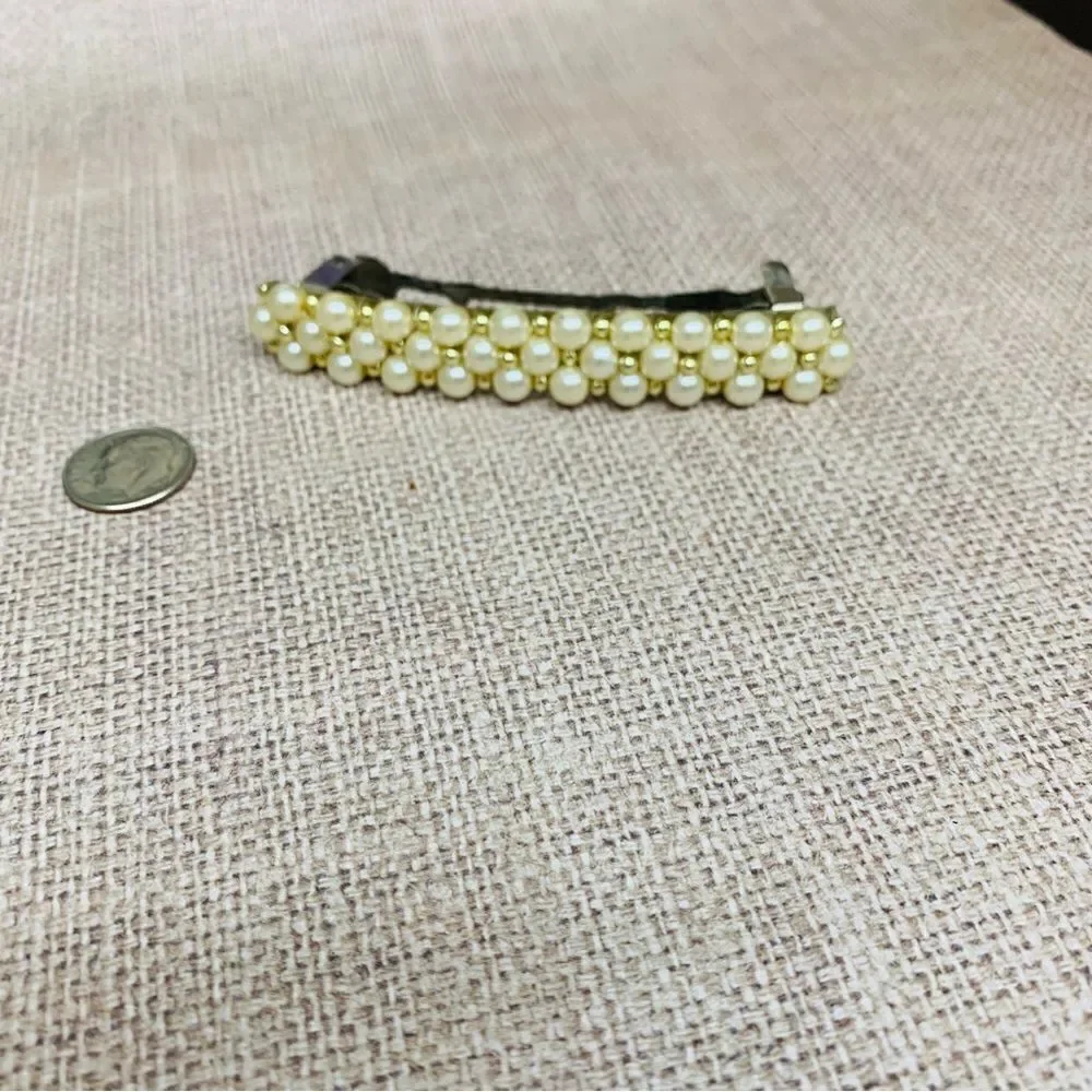 ‎Pearl Gold Bead Hair Barrette